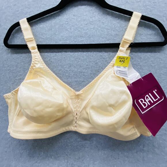 Bali Bra Womens 42C Beige Wirefree Full Coverage Satin Soft Cup Style 3820 - Picture 1 of 4